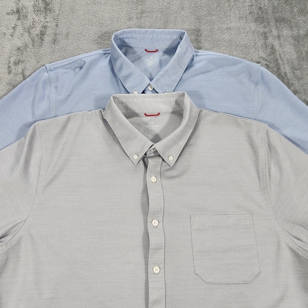 Western‎ Rise Shirt Mens 2XL Lot 2 Pink Blue Wool Blend Button Down Long Sleeve